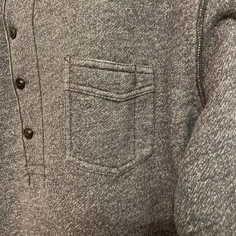 USED DOUBLE RL HENLEY NECK SWEAT SHIRTS "SALT&PEPPER"