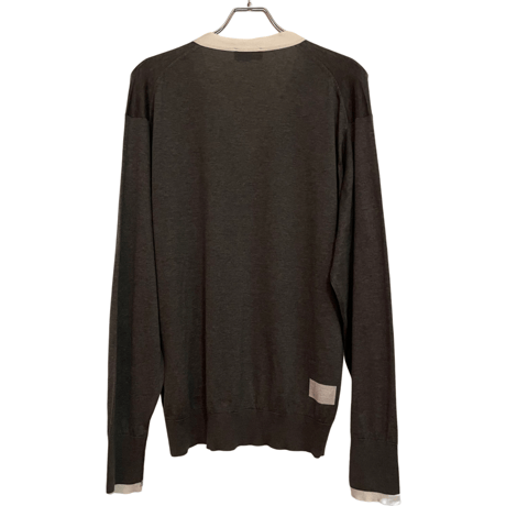 新品　JOHN SMEDLEY V-NECK TWO-TONE CARDIGAN 100%SEA ISLAND COTTON  MADE IN ENGLAND