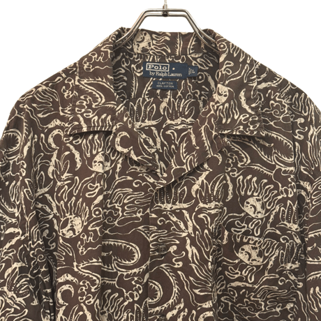 USED VINTAGE   POLO RALPH LAUREN S/S OPEN COLLAR SHIRTS "CLAYTON"