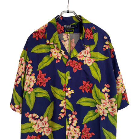 USED VINTAGE   POLO RALPH LAUREN S/S OPEN COLLAR SHIRTS "CALDWELL"