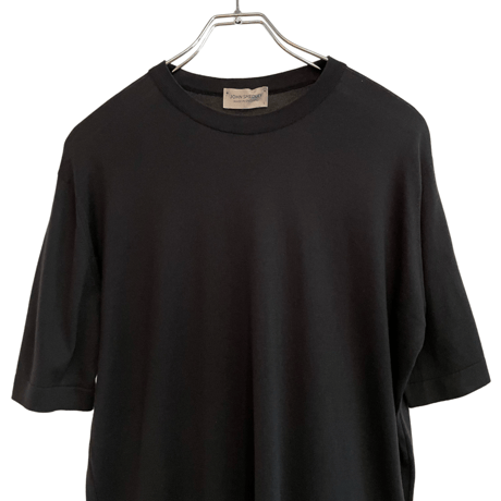 新品　JOHN SMEDLEY S/S  CREWNECK KNIT BLACK  100% SEA ISLAND COTTON  "MADE IN ENGLAND"