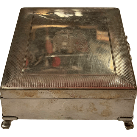 USED ANTIQUE ELIZABETH II SILVER JUBILEE 1977 JEWELRY BOX MADE IN ENGLAND