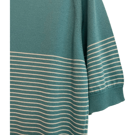 新品　JOHN SMEDLEY S/S  CREWNECK STRIPED KNIT   100% SEA ISLAND COTTON  "MADE IN ENGLAND"
