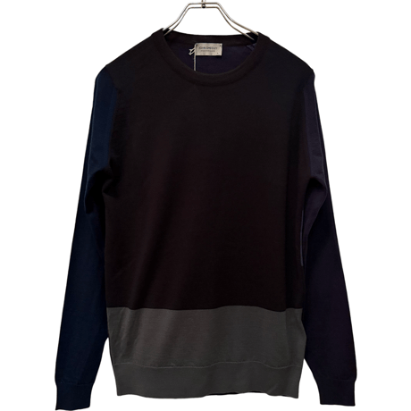 新品　JOHN SMEDLEY L/S  CREWNECK  KNIT  CRAZY PATTERN 100% SEA ISLAND COTTON  "MADE IN ENGLAND"