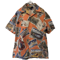 USED VINTAGE   POLO RALPH LAUREN S/S OPEN COLLAR SHIRTS TRIP