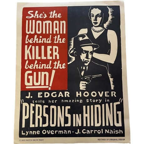 新品　 HATCH SHOW PRINT POSTER ”PERSONS IN HIDDING”  MADE IN USA