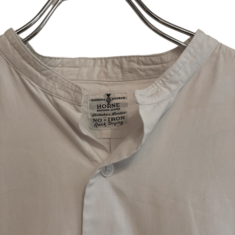 VINTAGE/ANTIQUE (USED) WHITE LONG TAIL BANDCOLLAR SHIRTS