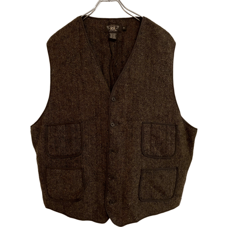 USED DOUBLE RL HARRIS TWEED VEST