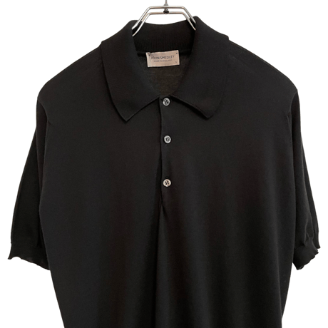 新品　JOHN SMEDLEY S/S KNIT  POLO SHIRTS  BLACK   "MADE IN ENGLAND"
