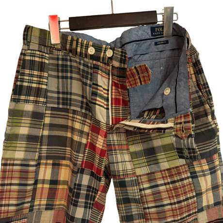 USED POLO RALPH LAUREN MADRAS PATCHWORK SHORT PANTS