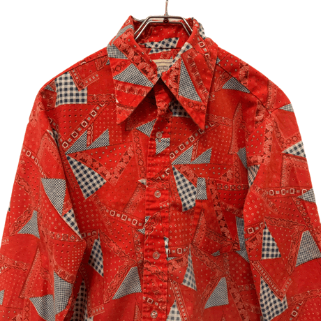 USED VINTAGE  1970's  "PRINT PATCHWORK"Western shirts Made in USA
