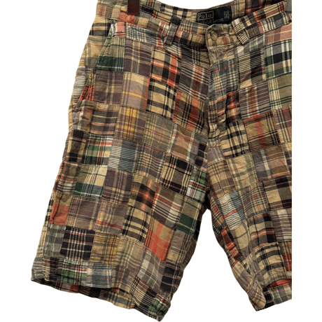 USED POLO RALPH LAUREN MADRAS PATCHWORK SHORT PANTS
