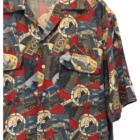USED VINTAGE   POLO RALPH LAUREN S/S OPEN COLLAR SHIRTS TRIP