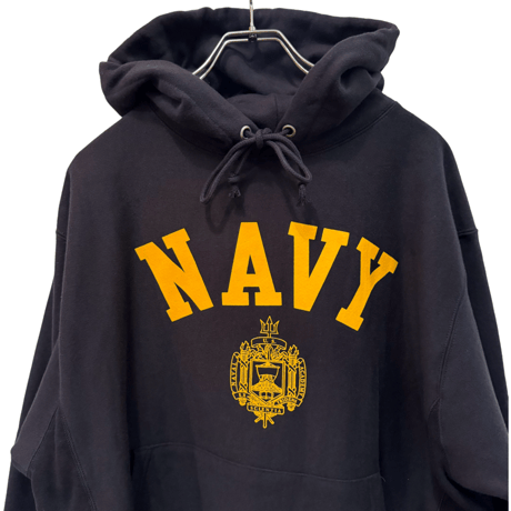 新品　CHAMPION REVERSWEAVE HOODIE US NAVY　NAVY×YELLOW