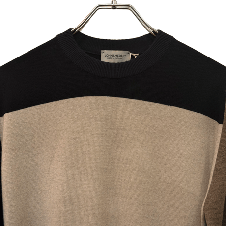 新品　JOHN SMEDLEY L/S  CREWNECK  KNIT  CRAZY PATTERN 100% SEA ISLAND COTTON  "MADE IN ENGLAND"  AS-IS