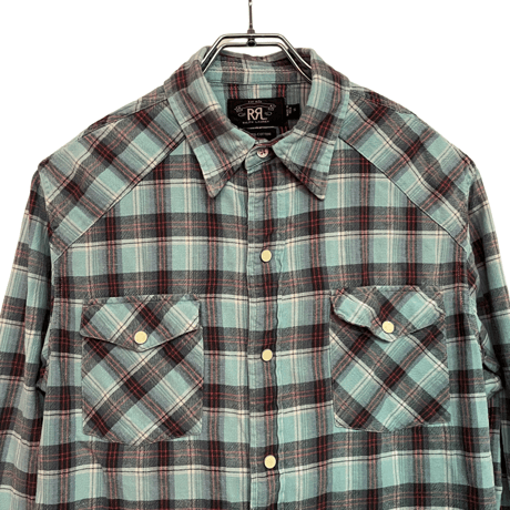 USED   DOUBLE RL NEL WESTERN SHIRTS "turquoise check"