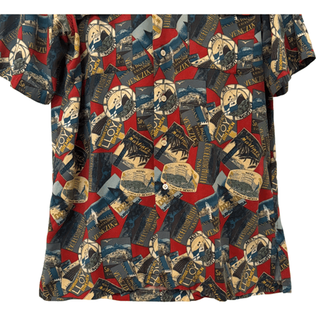 USED VINTAGE   POLO RALPH LAUREN S/S OPEN COLLAR SHIRTS TRIP