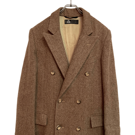 USED VINTAGE CHESTERFIELED DOUBLE BRESTED  COAT ”100%PURE WOOL”