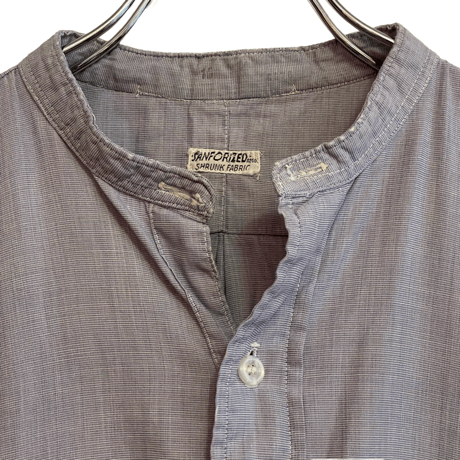 VINTAGE/ANTIQUE (USED) PINCHECK LONG TAIL BANDCOLLAR SHIRTS