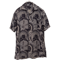 USED RALPH LAUREN ”PURPLE LABEL”  S/S PAISLEY OPEN COLLAR SHIRTS
