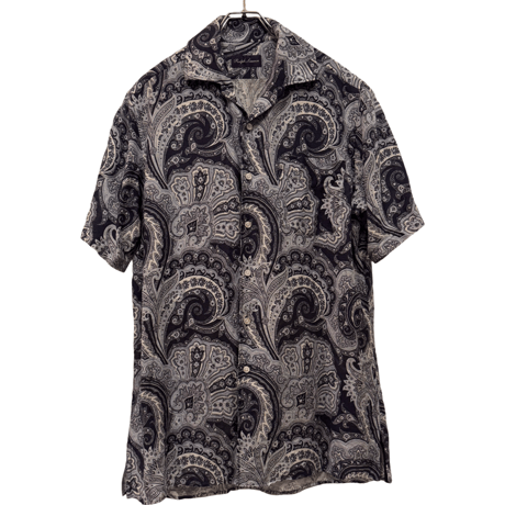 USED RALPH LAUREN ”PURPLE LABEL”  S/S PAISLEY OPEN COLLAR SHIRTS