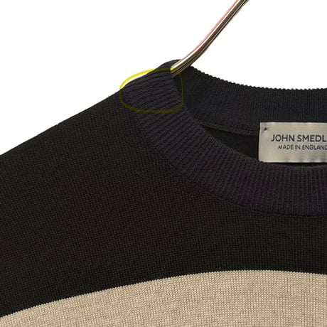 新品　JOHN SMEDLEY L/S  CREWNECK  KNIT  CRAZY PATTERN 100% SEA ISLAND COTTON  "MADE IN ENGLAND"  AS-IS