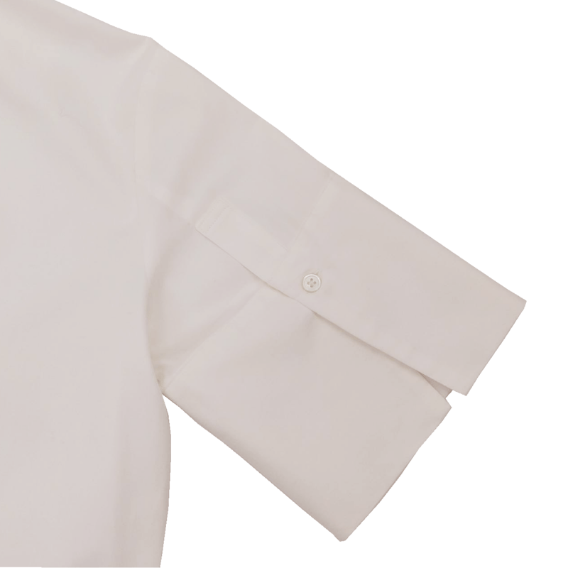 半比翼の五分袖シャツ(ホワイト）日本製 | ENTRANCE-G STORE