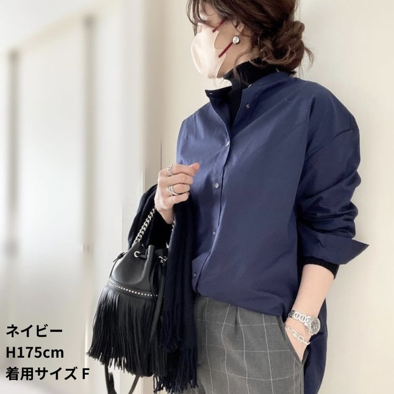 フォルムの美しいビッグシャツ(ネイビー) | ENTRANCE-G STORE 