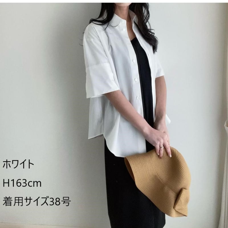 半比翼の五分袖シャツ(ホワイト）日本製 | ENTRANCE-G STORE