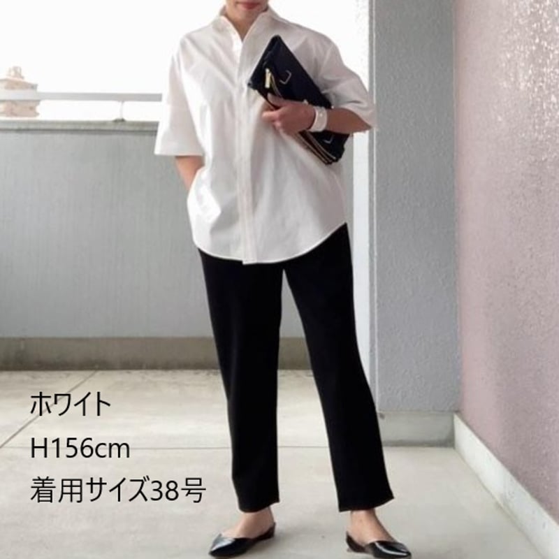 半比翼の五分袖シャツ(ストライプ柄パープル）日本製 | ENTRANCE-G STORE