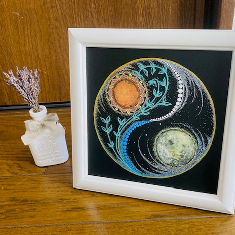 太陽と月 陰と陽 原画一点物 月と太陽 | Atelier Libera's Store