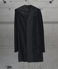 "Rick Owens" leather switching cotton long coat