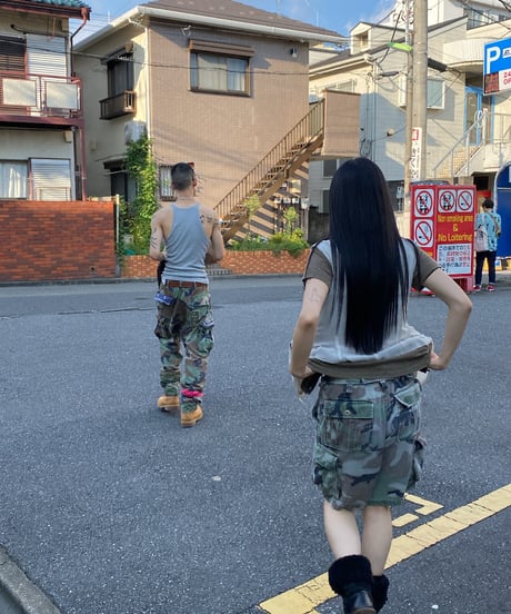 USED "stussy" fade camouflage half-pants