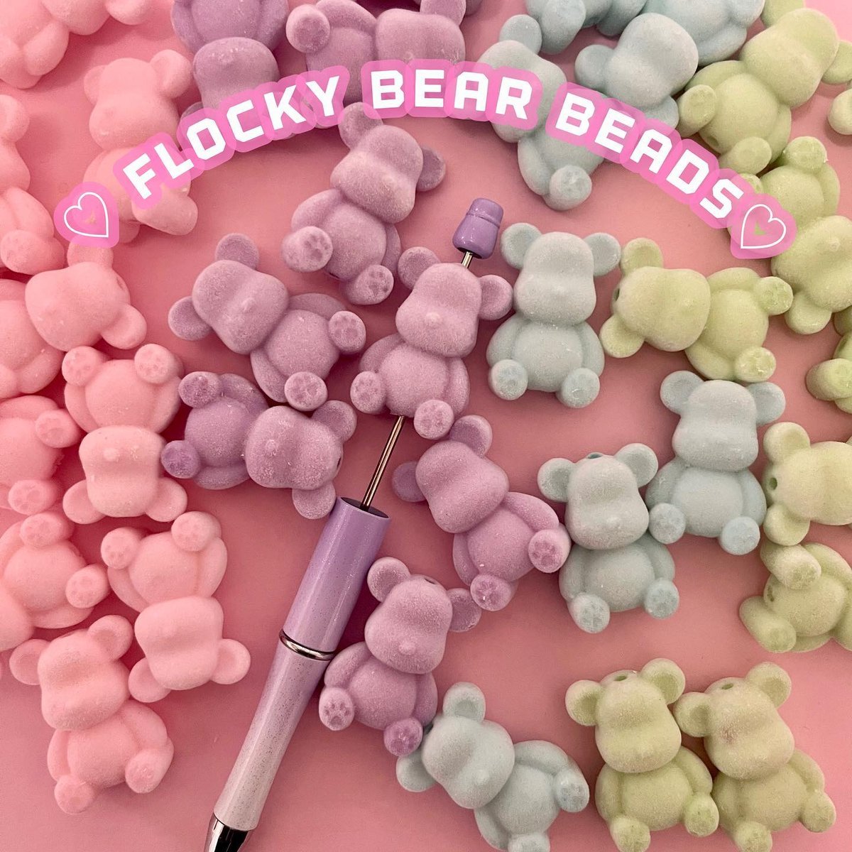 sale‼️N1696 / カスタムボールペン シュガービーズくまちゃん オリジナル 小悪魔くまちゃん カスタムビーズ カスタムボールペン