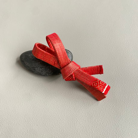 帯締めリボンバレッタ　紅