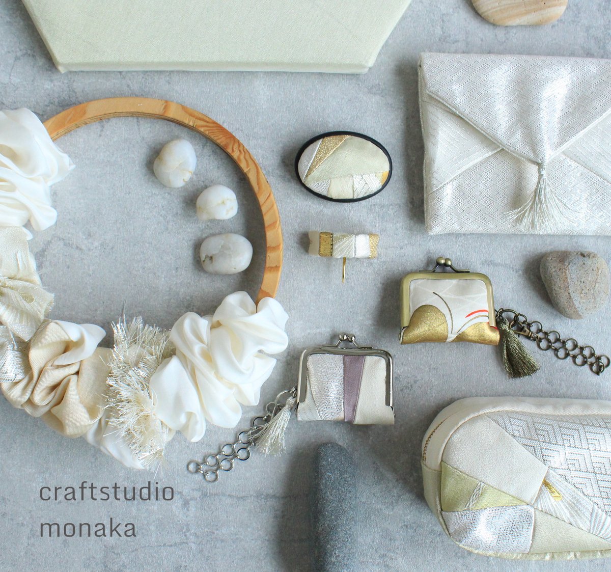 楕円ポーチ / the oval obi pouch | craftstudio monaka