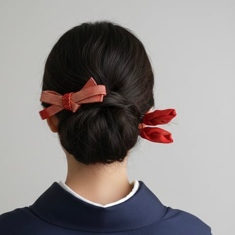 帯締めリボンバレッタ　紅