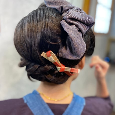 帯締めリボンバレッタ　紅