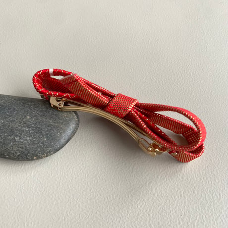 帯締めリボンバレッタ　紅