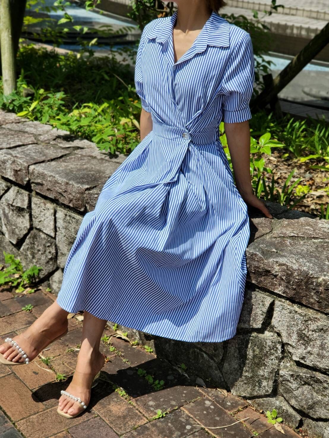 パフスリーブ ストライプシャツワンピース | N /エヌ