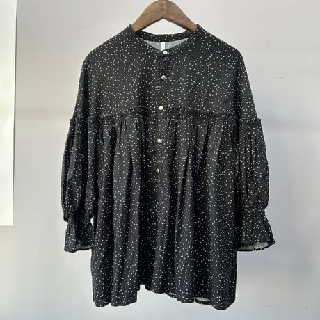 PARIS DE AOUNE ドットプリント バンドカラーギャザーBL/PA261BL009