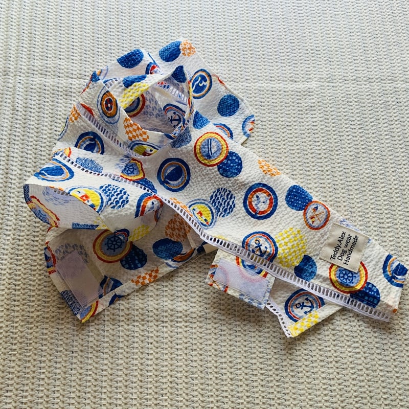 大型犬甚平浴衣 5L 〜 8L 朝顔 白 | Teddy.Alex_Dog wear