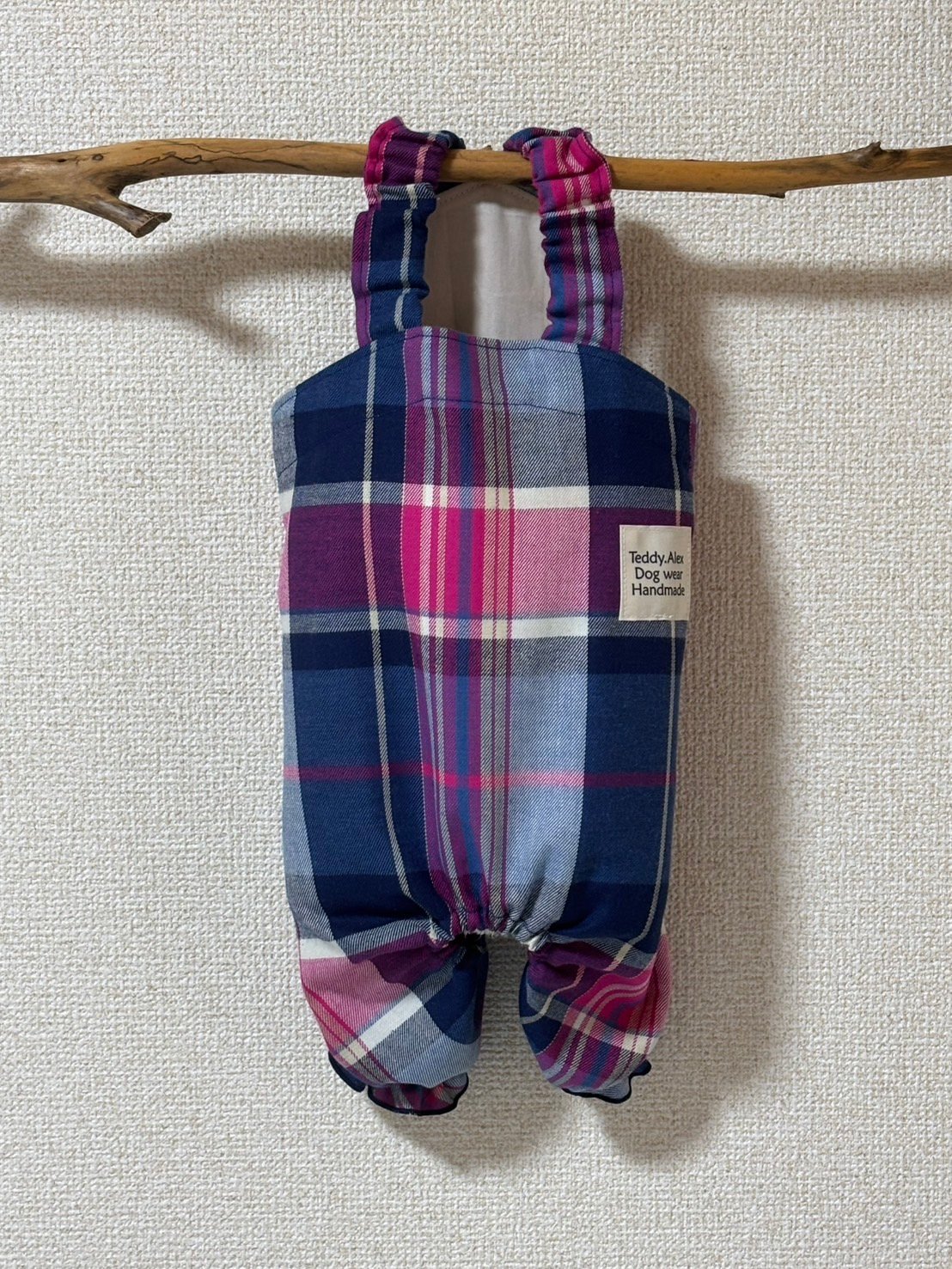 秋物 ピンク✖️ネイビーチェック オーバーオール | Teddy