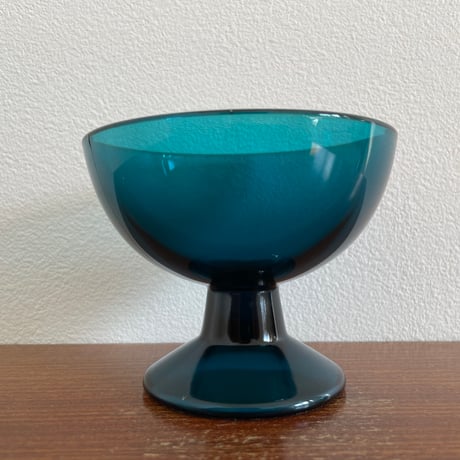 1956 Saara Hopea Nuutajarvi Finland Ice cream glass bowl 5379 サーラ・ホペア ヌータヤルヴィ アイスクリームグラス ブルー❷