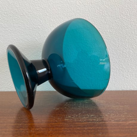 1956 Saara Hopea Nuutajarvi Finland Ice cream glass bowl 5379 サーラ・ホペア ヌータヤルヴィ アイスクリームグラス ブルー❷