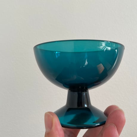 1956 Saara Hopea Nuutajarvi Finland Ice cream glass bowl 5379 サーラ・ホペア ヌータヤルヴィ アイスクリームグラス ブルー❷