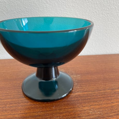 1956 Saara Hopea Nuutajarvi Finland Ice cream glass bowl 5379 サーラ・ホペア ヌータヤルヴィ アイスクリームグラス ブルー❷