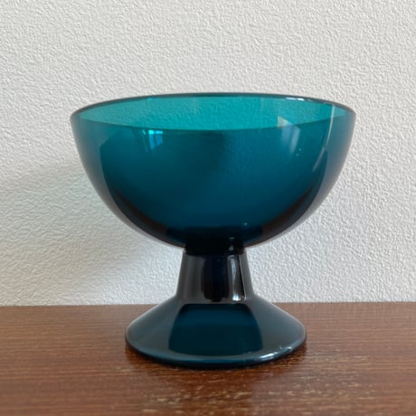 1956 Saara Hopea Nuutajarvi Finland Ice cream glass bowl 5379 サーラ・ホペア ヌータヤルヴィ アイスクリームグラス ブルー❷