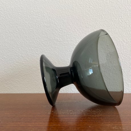 1956 Saara Hopea Nuutajarvi Finland Ice cream glass bowl 5379 サーラ・ホペア ヌータヤルヴィ アイスクリームグラス グレー❷