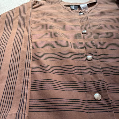 1980's VUOKKO Stripe Shirt Jacket Brown
